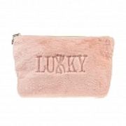 Lukky косметичка плюш.с лого LUKKY,персиковая,25х16 см,пакет,бирка