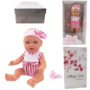 1toy PREMIUM функц.пласт.пупс 28 см в летн. боди,с повязкой на голове,соска,звук плача,гуления, смеха,мама-папа,наж.на живот,на бат.(вкл.),Премиум кор