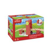 1TOY Goodok наб.аксессуаров для ж/д «Разводной мост»:двойной дерев.развод.мост с подъемным механизмом,2 восходящими рельсами,3 дет.,кор.