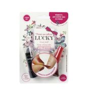 Lucky помада, меняющая цвет (масса 3,3 г.) на розовый, базовый цвет: серебряный + лак цвет 02К - Красный с блестками (5.5 мл) на блистере