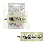 Lukky Fashion заколка-автомат LOVE, стразы, жемчужины, 1 шт