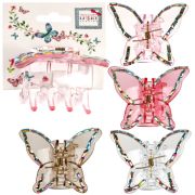 Lukky Fashion заколка-краб д.волос Бабочка Crystal с голограф.отделкой,4 цв.:золотой/розовый/малиновый/серебряный микс