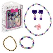 Lukky Fashion наб.украшений из матовых бусин 2 браслета, клипсы, бусы, колечко «Розовая нежность с бантиком»,кор.