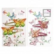 Lukky Fashion набор из 2 заколок клик-клак, Бабочки Crystal Хамелеон,2 цв.микс