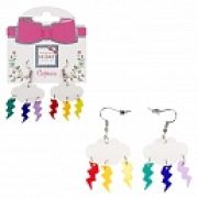 Lukky Fashion серьги с подвесками пластик Цветные молнии с облачками,карта