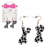 Lukky Fashion серьги с подвесками пластик Шашки-бантики,карта