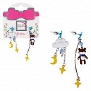 Lukky Fashion серьги-гвоздики с подвесками металл+эмаль Звёздный Мишка,карта