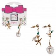 Lukky Fashion серьги-гвоздики с подвесками металл+эмаль Морские,карта