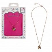 Lukky Fashion цепочка золот. с подвеской металл+эмаль Бабочка 4х цветная, конверт
