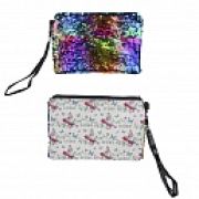 Lukky Косметичка с пайетками хамелеон на одной стороне, принт на другой стороне, с ремешком, 21х14 см,пакет,бирка