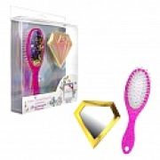 Lukky наб.щетка массажная с блёстками+зеркало в ПВХ кор.