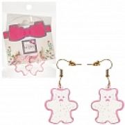 Lukky Fashion серьги пластик.с подвесками Мишки с неоновой обводкой и блестками розовый, карта