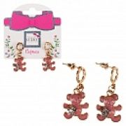 Lukky Fashion серьги-гвоздики с подвесками металл+эмаль Сиреневые Мишки,карта