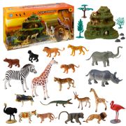 1toy «В мире животных» наб.дикие животные Африки с вулканом и акс.40шт.в кор. 55*30*15см