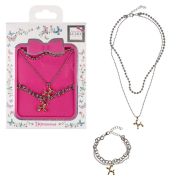 Lukky Fashion наб.украшений:серебр.двойн.цепочка и двойн.браслет с бусинами и подвеской собачкой из золота и серебра, конверт