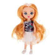 1TOY ALISA GLOW GIRL Кукла c разноцветн. волосами, гнущ. коленями, 15 см, в белой юбке
