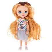 1TOY ALISA GLOW GIRL Кукла c разноцветн. волосами, гнущ. коленями, 15 см, в серой юбке