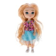 1TOY ALISA GLOW GIRL Кукла c разноцветн. волосами, гнущ. коленями, 15 см, в голубой юбке