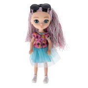 1TOY ALISA GLOW GIRL Кукла с яркими волосами, очками, гнущ. коленями, 15 см, в голубой юбке