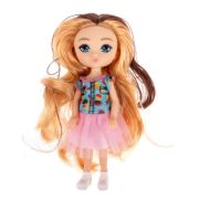1TOY ALISA GLOW GIRL Кукла с яркими волосами, очками, гнущ. коленями, 15 см, в розовой юбке