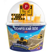 Игрушка для детей Кинетически песок «Космический песок» 400 г. в наборе со знаками, серый-асфальт