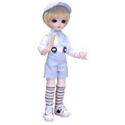 Кукла шарнирная 30см в голубом костюме