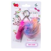 Lukky блеск для губ с блестками розовый с ароматом малины 6 мл. с плюшевым брелоком в наборе, блистер