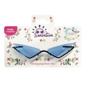 Lukky Fashion Солнцезащитные очки д.подростков и взрослых,узкие,метал.оправа снизу,цв.оправы черный,цв.стекол голубой,карта,пакет