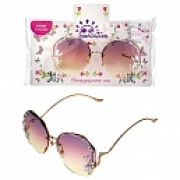 Lukky Fashion Солнцезащитные очки д.подростков и взрослых с декором из крупных и мелких страз,фантазийн.форма стекол без оправы,цв.персиково-розовый,к