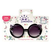 Lukky Fashion Солнцезащитные очки д.детей «Кошачий взгляд» с декором из страз,цв.оправы черный,карта,пакет