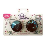 Lukky Fashion Солнцезащитные очки д.детей «Кошачий взгляд»,метал.оправа,круглые стекла с зеркальным эффектом,цв.«серебро»,карта,пакет