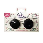 Lukky Fashion Солнцезащитные очки д.детей «Кошачий взгляд»,метал.оправа,круглые стекла с зеркальным эффектом,цв.черный,карта,пакет