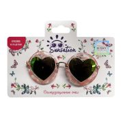 Lukky Fashion Солнцезащитные очки д.детей,круглая розовая мрамор.пласт.оправа с стеклами в виде сердечек внутри,карта,пакет