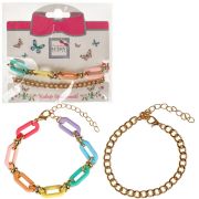 Lukky Fashion наб.из 2 браслетов-цепочек с цвет.матовым пластиком,золото,карта