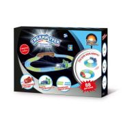 1toy гибкий трек «Ночной Экспресс», ворота, мини-мост, паровоз со светом, 88 дет, дорога светится в темноте