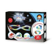 1toy гибкий трек «Ночной Экспресс», ворота, перекресток, мини-мост, паровоз со светом, 107 дет, дорога светится в темноте