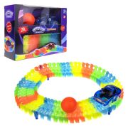 1toy мини-набор гибкий трек, 70 деталей дорога светится в темноте +  гоночная машинка (со светом)