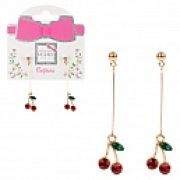 Lukky Fashion серьги-гвоздики с подвесками металл+эмаль Вишенки,карта