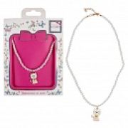 Lukky Fashion цепочка из жемч.бусинок с подвеской металл+эмаль Котик, конверт
