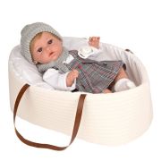 Arias ELEGANCE NIA кукла мягкая с винил. конечностями, 33 cм,с соской,в люльке-переноске,пакет