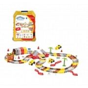 1toy гибкий трек «Стройплощадка» 262 дет, туннель, ворота, разводной мост, машинка свет, 3 доп.машинки строит.техники, пластик.бокс 38,5*28*12см