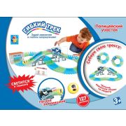 1toy гибкий трек «Полиция» 139 дет, мост, дверь, машинка, свет, 36x6,5x26,5 см